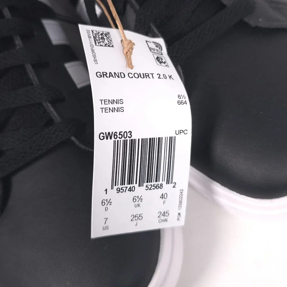 Adidas Grand Court 2.0 Kids‎ Sneaker GW6503 Black White Size 7